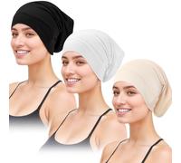 3 Packs Women Cotton Tube Hijab Cap - Breathable Underscarf for Muslim Headscarf Headwrap - Black UnderCap