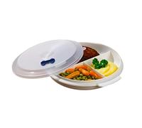 3 PAGEN® Microwave Plate with 3 Compartments and Lid - Gentle Heating of Food - Plastic - Dishwasher Safe - Size Diameter 21 cm