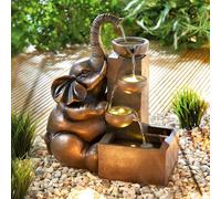 3 Pagen® Solar Fountain Elephant for Outside - Waterfall, Mood-lit - Easy to Use - Weatherproof and Robust - Solar-Powered Ideal for Garden and Balcony