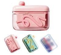 3-Pair Dental Floss Holder Set with 50 Floss Picks | Includes Lake Blue & Fruit Pink cases, plus 50 tooth picks floss sticks. Compact toothpick dispenser for daily travel.