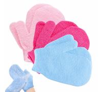 3 Pair Exfoliating Gloves with Hanging Loop, Shower Body Scrub Gloves for Dead Skin Removal, Deep Cleansing Bath Mitts for Spa & Massage (Pink + Blue + Magenta)