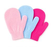 3 Pair Exfoliating Gloves with Hanging Loop, Shower Body Scrub Gloves for Dead Skin Removal, Deep Cleansing Bath Mitts for Spa & Massage - Pink, Blue, Magenta