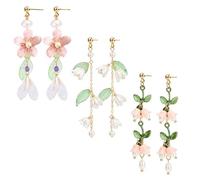 3 Pair Flower Earrings, Exquisite Drop Earrings with Fish Hook, Elegant Tassel Earrings for Daily Wear, Travel & Photo Shoots, Lily of the Valley Gifts for Women, Mom and Girl Friend