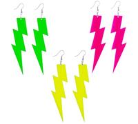 3 Pair Fluorescent Topological Earring Set with Star Streak Designs Polyacrylate Substance for Dance Parties and Celebratory Incidents Elegant Present Earrings Set