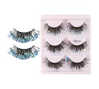 3 Pair Glitter Fake Lashes - Voluminous Makeup Supplies, Sparkling Dramatic Eyelashes, High- Visual Logic, Enhances Stage Look Quickly, Performance Gear, Shimmering Fringe Performance Party