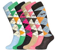Womens/Girls Knee High Equestrian Argyle Diamond Cotton Rich Horse Riding Socks UK Size 4-7, EUR 35-41