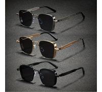 3-Pair Men's Metal Square Small Exquisite High-End Light Luxury Elegant Retro Classic Fashion Sunglasses