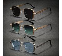 3-Pair Men's Metal Square Small Exquisite High-End Light Luxury Elegant Retro Classic Fashion Sunglasses