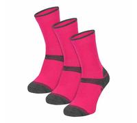 3 Pair Multipack Kids Merino Wool Hiking Socks | Lightweight Anti Blister Socks for Boys & Girls (7-10 Years, Pink)