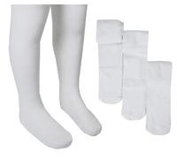 3 PAIR OF COTTON RICH SCHOOL CHILDREN GIRLS SUPER SOFT KIDS PARTY FOOTED TIGHTS (7-8, White)