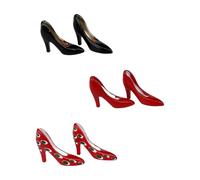 3 Pairs 1/12 Scale Miniature High Heel Hand Painted Iron Shoes for Dollhouses Decors Realistic Shoe Collection Multistyle Dollhouses High Heel Models