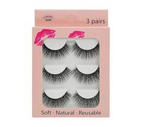 3 Pairs 3D Faux Mink False Eyelashes - Handmade Multi-Layer Natural Look Lashes, Soft & Fluffy, Reusable Dramatic Eye Makeup Lashes (G300)