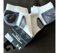 3 PAIRS : 4-7.5 UNDER ARMOUR 69% Cotton White Cushioned NO SHOW SOCKS 36.5-42