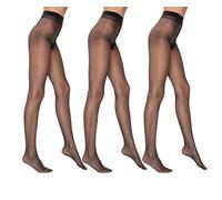 3 Pairs 5 Den Ultra Sheer Pantyhose | Barely-There Transparent Women's Tights | Seamless with Breathable Gusset, Black, S