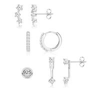 3 Pairs 925 Sterling Silver Hypoallergenic Earrings Set for Multiple Piercing Dainty 14K Gold Plated Stud Huggie Small Hoop Earrings for Women Trendy Cute Earring Stacks for Sensitive Ears Non Tarnish