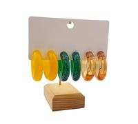 3 Pairs Acrylic C-Hoop Earrings - Minimalist Stackable Set For Women's Everyday Style(Style11)