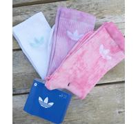 3 Pairs ADIDAS White Purple Pink TIE DYE CREW SOCKS Unisex M or L JY0239 adi6