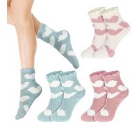3 Pairs Aloe Socks Moisturizing Spa Socks, Winter Warm Home Sleeping Socks Don't Shed Lint, Women Spa Pedicure Foot Care Socks Fluffy Slipper Socks