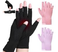 3 Pairs Arthritis Gloves - Fingerless Arthritis Compression Non-slip Gloves for Women Men, for Computer Typing, Dailywork, Arthritis Pain Relief, Carpal Tunnel, Injuries( Black + Pink + Purple, Size M