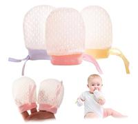 3 Pairs Baby Gloves, Stretchy No Scratch Baby Gloves 6-12 Months with Drawstring, Breathable & Comfortable Mittens for 0-12 Months Newborn Toddler Infants