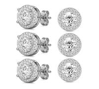 3 Pairs Big Stud Earrings for Women, Rhinestone Stud Earrings Crystal Dance Competition Earring for Dance Competitions Stage Opera Performance Wedding Earring Jewelry Silver