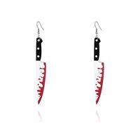 3 Pairs Bloody Knife Earrings Set, Halloween Earrings for Women Bloody Kitchen Knife Dagger Ax Scissors Dangle Earrings Lightweight Acrylic Horror Earrings Set, Acrylic, No Gemstone