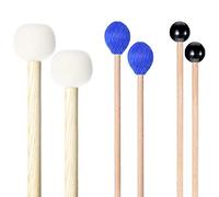 3 Pairs Blue Hard Yarn Head Keyboard Marimba Mallets Black Rubber Bell Mallets Timpani Mallets Set Felt Head Timpani Mallet Stick Glockenspiel Sticks with Wood Handles for Percussion Instrument