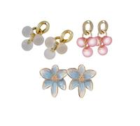 3 Pairs Boho Statement Earrings for Women Cute Candy Beaded Drop Earrings Elegant Flower Stud Vintage Bohemian Jewelry for Women Girls holiday