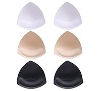 3 Pairs Bra Pads Bikini Pad Bra Inserts Removable Bra Pads Triangle Bra Enhancer Cup Replacement Bra Inserts Breast Chest Pads for Swimsuit Bikini Yoga Sport (Beige + Black+ White)