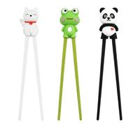 3 Pairs Cartoon Animals Training Chopsticks, Non-Slip Beginner Chopsticks with Panda, Lucky Cat & Frog, Rebound Kids Learning Chopstick, Reusable Toddler Chopstick for Home Daily Use