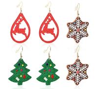 3 Pairs Christmas Earrings For Women Gift Holiday Earrings Set Christmas Jewelry Gift, Acrylic, No Gemstone