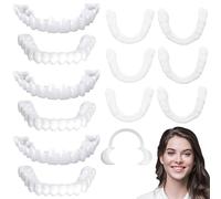 3 Pairs Clip-in Veneers, Instant Snap-on Dentures for Top and Bottom, Whitening False Teeth With Opener for Men Women