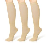 3 Pairs Compression Socks 15-20 mmhg for Men & Women, Support Socks Compression Stockings for Running, Swelling, Nurse, Flight, Nurses,Edema