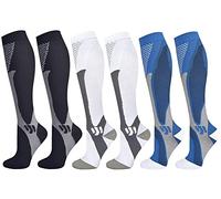 3 Pairs Compression Socks for Men & Women Graduated Medical Compression Stockings for Sports Running Plantar Fasciitis Nurses Shin Splints Diabetic (L-XL, Black)