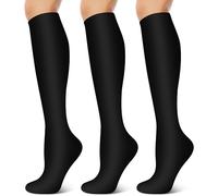 3 Pairs Compression Socks for Women & Men 15-20 mmHg- Best Support for Nurses, Running, Hiking, Recovery & Flight Socks, A1 Black/Black/Black, S-M
