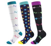 3 Pairs Compression Socks For Women & Men Flight Compression Socks Knee High Compression Stockings Circulation Best Support for Athletic Running Cycling Travel(Medical)