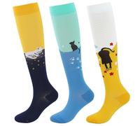 3 Pairs Compression Socks For Women & Men Flight Compression Socks Knee High Compression Stockings Circulation Best Support for Athletic Running Cycling Travel(Cat)