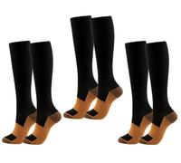 3 Pairs Copper Compression Socks for Men & Women (15-20 mmHg) - Anti-Odor Support Stockings for Running, Nursing, Travel, Flight & Edema | Knee High Circulation Relief for Swelling & Recovery, Large