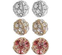 3 Pairs Dorina Earrings, Dorina Ear Acupressure Magnetherapy Detoxi Earrings, Double Sided Lymphatic Magnetic Therapy Earrings Simple Personality Earrings for Women Men (3 Color)