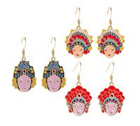 3 Pairs Drop Long Tassel Earrings Chinese Peking Opera Dangle Earring Gifts for Bridal Wedding Women Girls