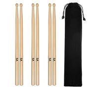 3 Pairs Drum Sticks Tuloka 5A Classic Maple Drumsticks Student Kids Drum Sticks Wood Tip with Carry Bag