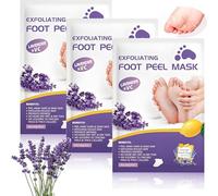 3 Pairs Exfoliating Foot Peel Mask with Lavender and Vitamin C, Moisturising Socks for Cracked Heels, Callus Softening, and Smooth Skin, Gentle Vegan Foot Care Solution