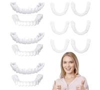 3 Pairs False Teeth, Fake Teeth Clip On Veneers, Upper & Lower Teeth Set | 3-piece fake teeth set with upper and lower veneers for a temporary smile makeover and costume use