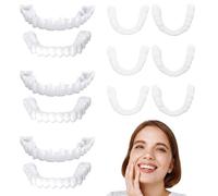3 Pairs False Teeth, VEGCOO Clip in Veneer Teeth Instant Veneers Dentures Fake Tooth Braces, False Teeth Clip on Veneer Top and Bottom, Whitening Veneers Tooth Top and Bottom Set for Men Women