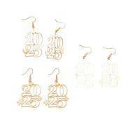 3 Pairs Fashionable Alloy Earrings Number 2025 Pendant Ear Drops Comfortable Earwear Accessory For Women Everyday Wear Elegant Party Earrings