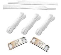 3 Pairs Flat White Shoelaces with AF1 Airforce Lace Tag Pair for Sneakers Trainer Shoelaces Replacements Athletic Shoe Laces, One Size