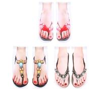 3 Pairs Flip Flop Socks, Women's Funny 3D Print Pattern Ankle Socks Look Like Shoes Sandal, Novelty Silly Christmas Gifts for Girls