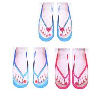 3 Pairs Flip Flop Socks, Womens Funny Sock Crazy Design Stocking for Girls 3D Print Pattern Socks Look Like Shoes Sandal Novelty Silly Ankle Sock Christmas Gifts(Style #2)