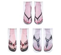 3 Pairs Flip Flop Socks, Womens Funny Sock Crazy Design Stocking for Girls 3D Print Pattern Socks Look Like Shoes Sandal Novelty Silly Ankle Sock Christmas Gifts(Style #3)