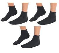 3 Pairs Flip-Flop Thicker Tabi V-Toe Big Toe Ankle Socks Warm Comfortable Cotton Polyester Spandex Blend - black - Large